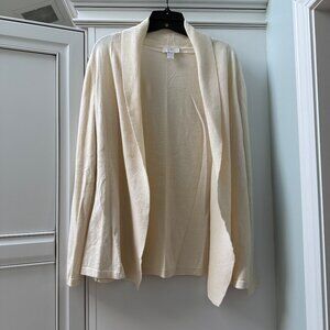 LOFT Open Front Draped Shawl Collar Cardigan, Size Small, Ivory/Cream